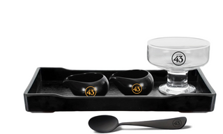 Licor 43 Affogato Kit - Set of 3 Glass Dessert Dishes, 6 Ceramic Pourers, 3 Spoons, and 3 Trays